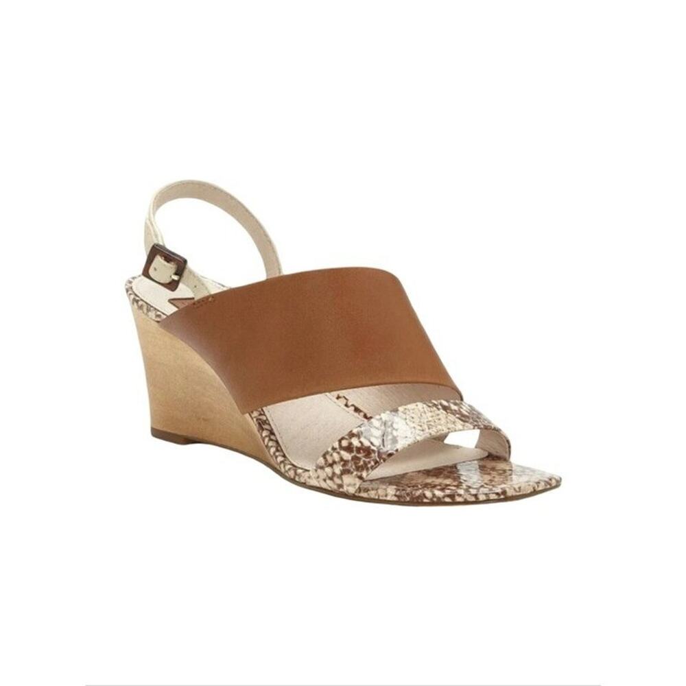 Louise et Cie Quarza Snake Print Leather Wedge Sandals wooden Heels Size 11 New